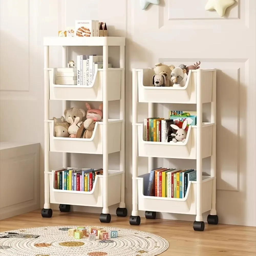 Small Cart Storage Rack Mobile Living Room Snack Carts Floor Type Multifunctional Storage Rack Home Multi-layer Bookshelf Trolly