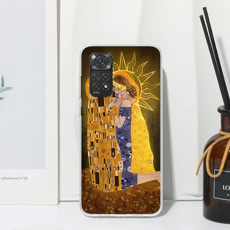 Kiss by Gustav Klimt Desig Phone Case For Xiaomi Redmi Note 13 14 12S 11S 10S 12 11E 10 Pro Plus 11T 9S 9 8T 8 7 Art Fundas Back image 5