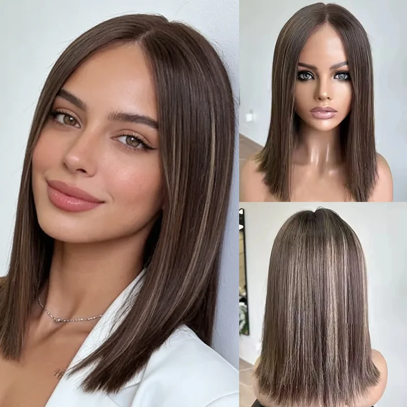 black-mix-warm-brown-lowlights-wig-wear-and-go-glueless-wig-short-bob-lace-front-synthetic-wigs-for-women-middle-part-jewish-wig