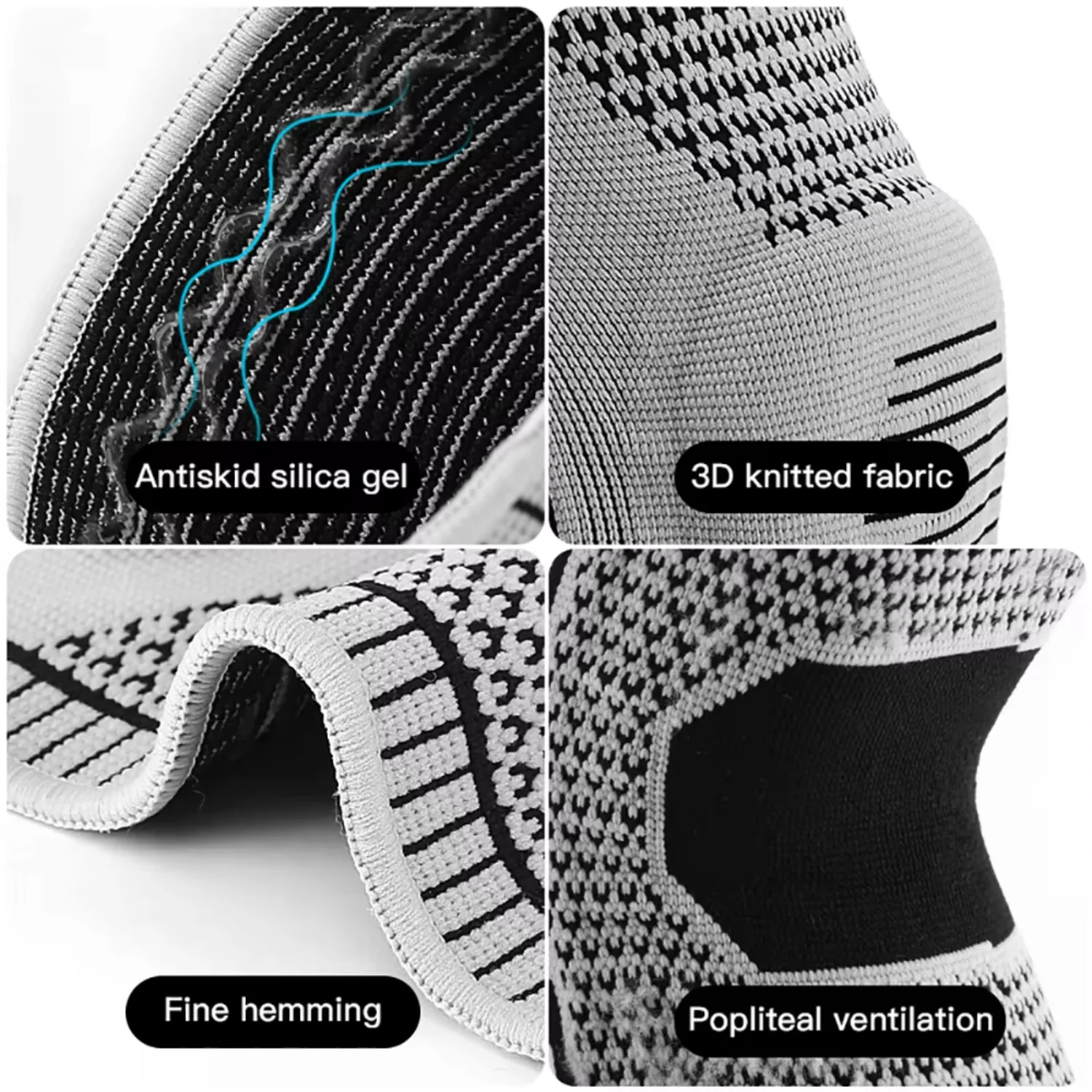 1 เข่า Pads สายคล้อง Patella Medial สนับสนุน Meniscus ซิลิโคนการบีบอัดป้องกันกีฬาเข่า Braces บาสเกตบอลวิ่ง Prot