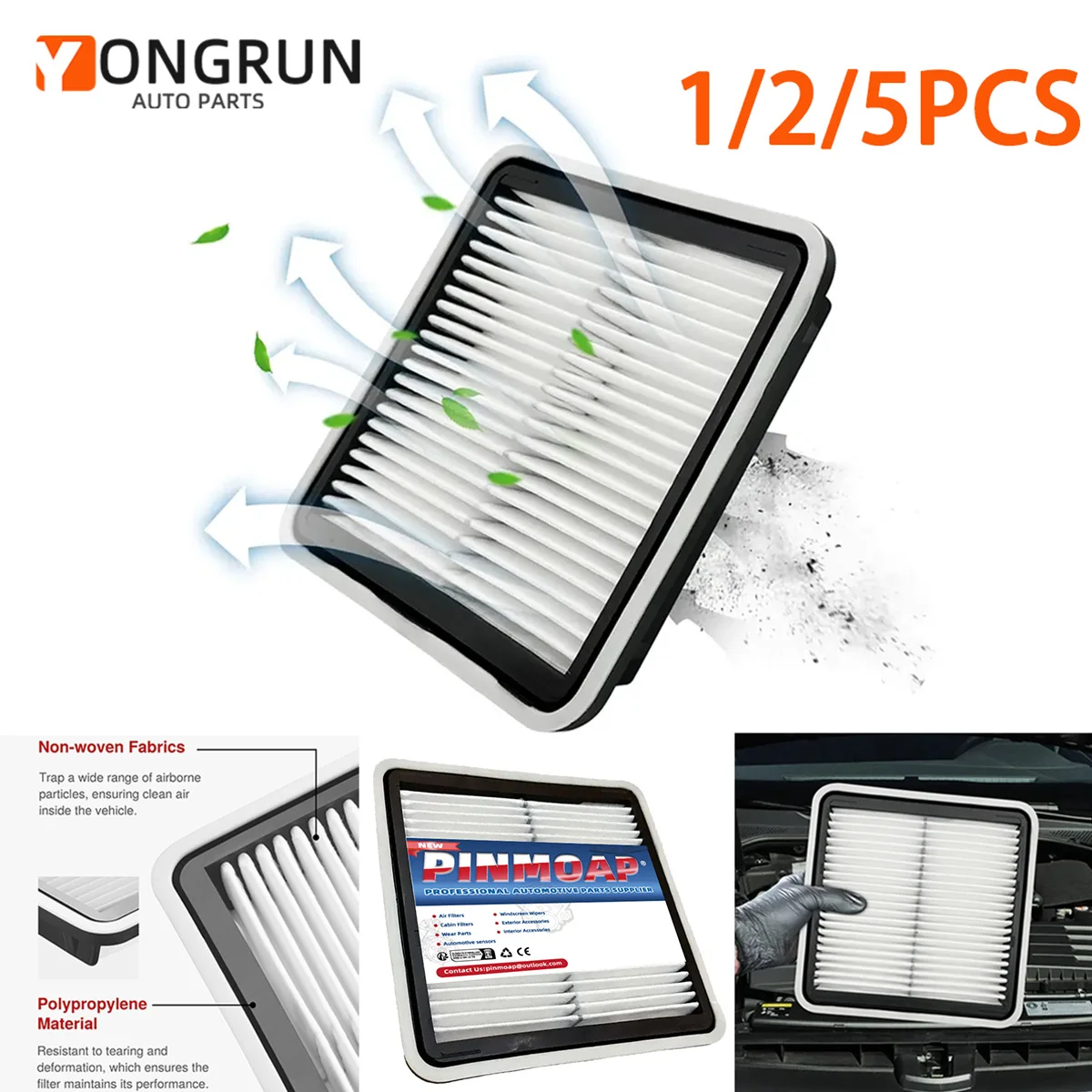 Yongrun 1/2/5 peças filtro de ar do motor adequado para subaru crosstrek 16546-aa090 pa4197 cap9997 af1280f substituição de elemento de filtro