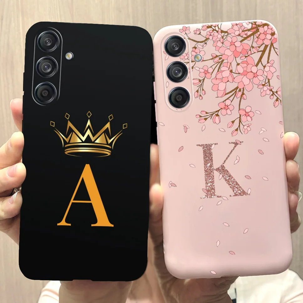 For Samsung Galaxy M55 5G Case Fashion Letter Flower Luxury Crown Soft Silicone Back Cover For Samsung M55 SM-M556B Phone Case