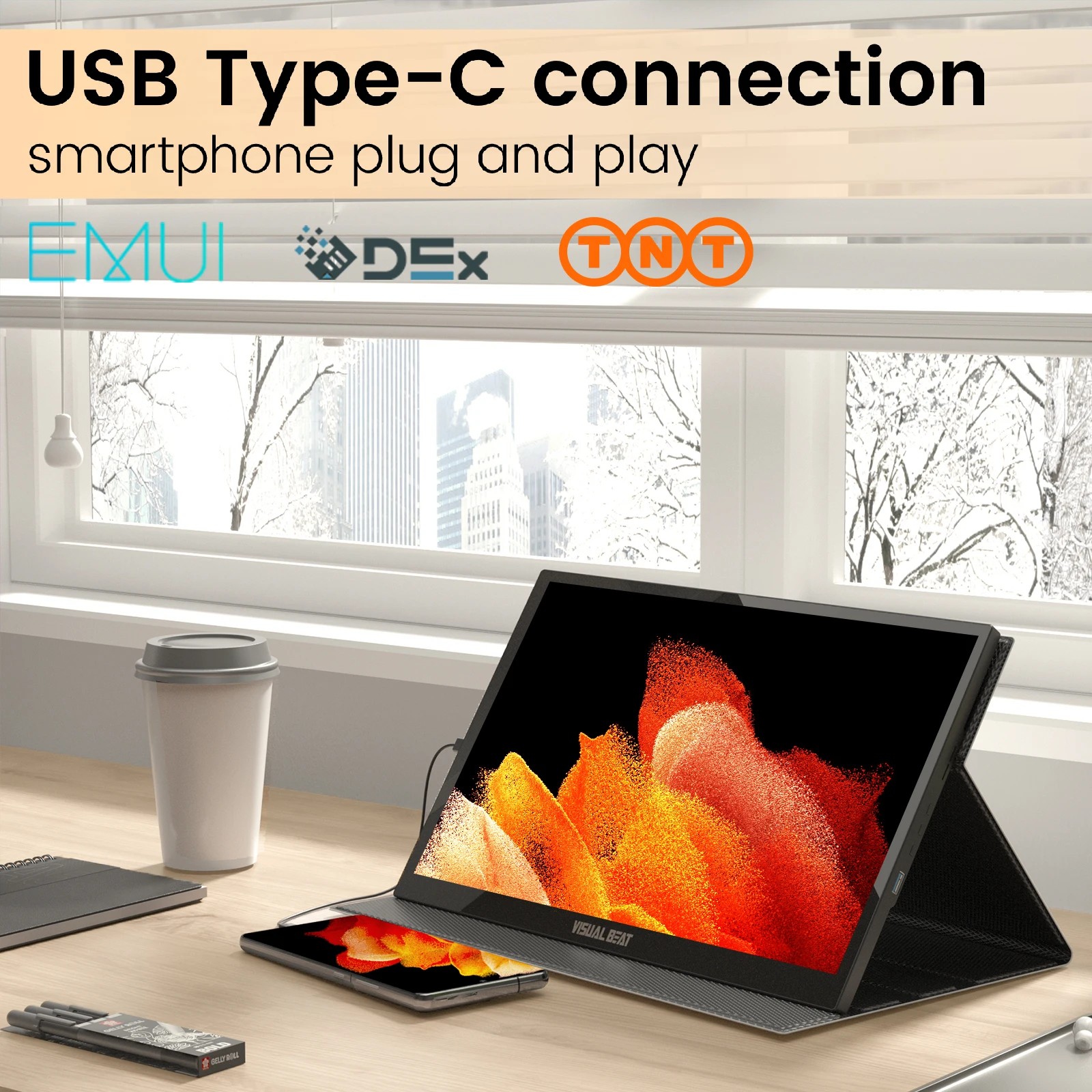 Imagem -05 - Visual Beat-monitor Portátil Touch Screen 17.3 1080p Fhd Ips Usb-c Display com Usb 2.0 Hdmi Alto-falantes Duplos para Laptop pc