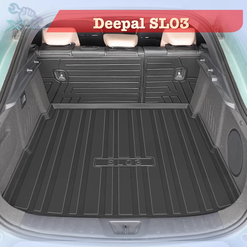 Para Changan Deepal SL03 2022-2025 TPE, alfombrilla para maletero de coche de ajuste personalizado, alfombrilla de carga negra para todas las estaciones, revestimientos para maletero medidos con láser en forma de 3D