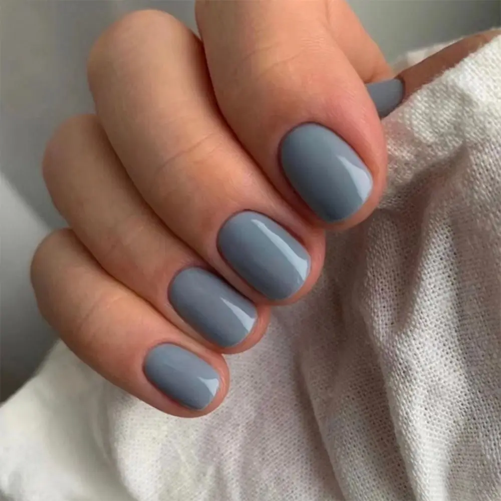 24pcs Short False Nail Pure Color Round Head Fake Nail Patch Wearable Full Cover Manicure Set Press on Nail Tips Wholesale
