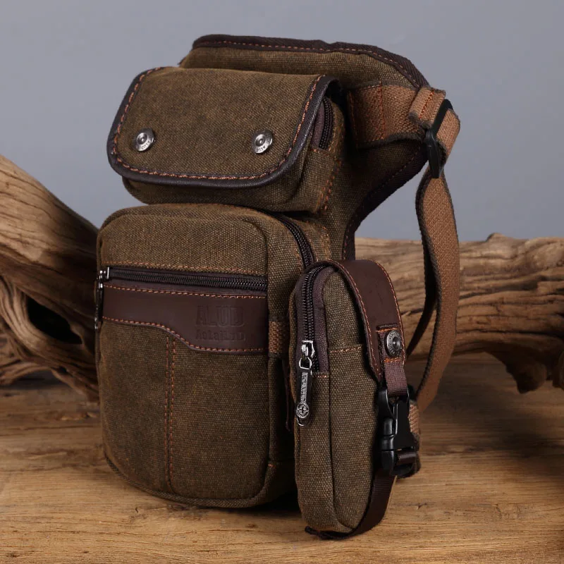 New Men Canvas Waist Thigh Leg Drop Bag Military Travel Riding Motorcycle Cross Body Messenger Shoulder Hip Belt  Fanny Bag