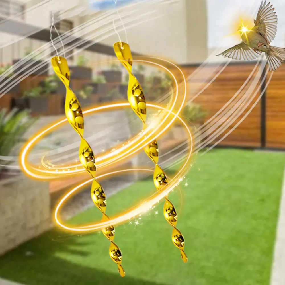 12Pcs Garden Reflective Scare Bird Repeller 30cm Wind Rotating Bird Deterrent Home Decor Wear Resist Pigeon Reppellant Rod