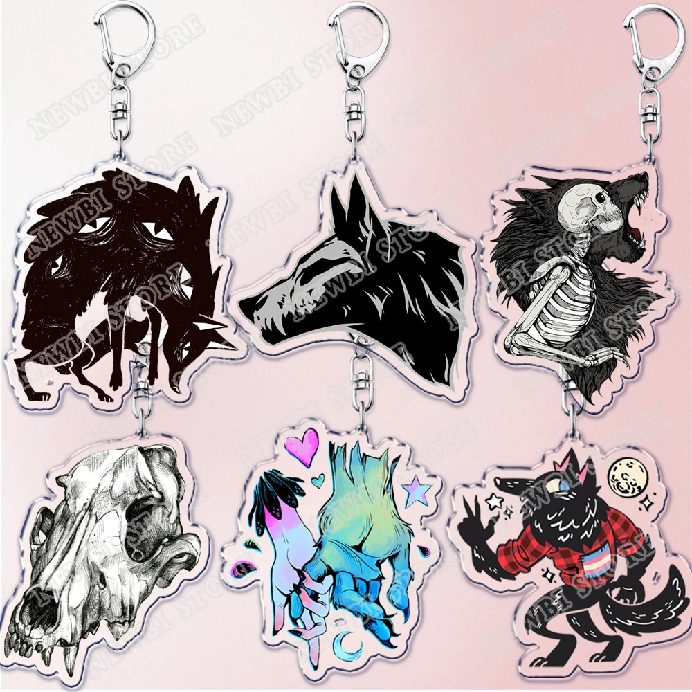 Llaveros de hombre lobo de Halloween de terror para accesorios, bolsa, Luna peluda, monstruo vampiro, joyería, regalos para seguidores de amigos
