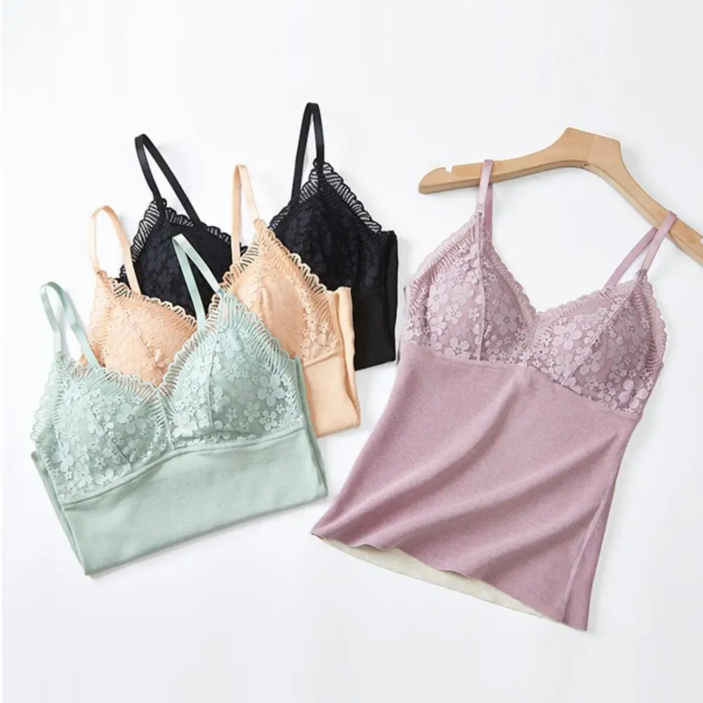 Two-in-one Bra Vest Stylish 2-in-1 Lace Bra Vest for Women Thermal Underwear with Adjustable Straps Machine Washable for Wear