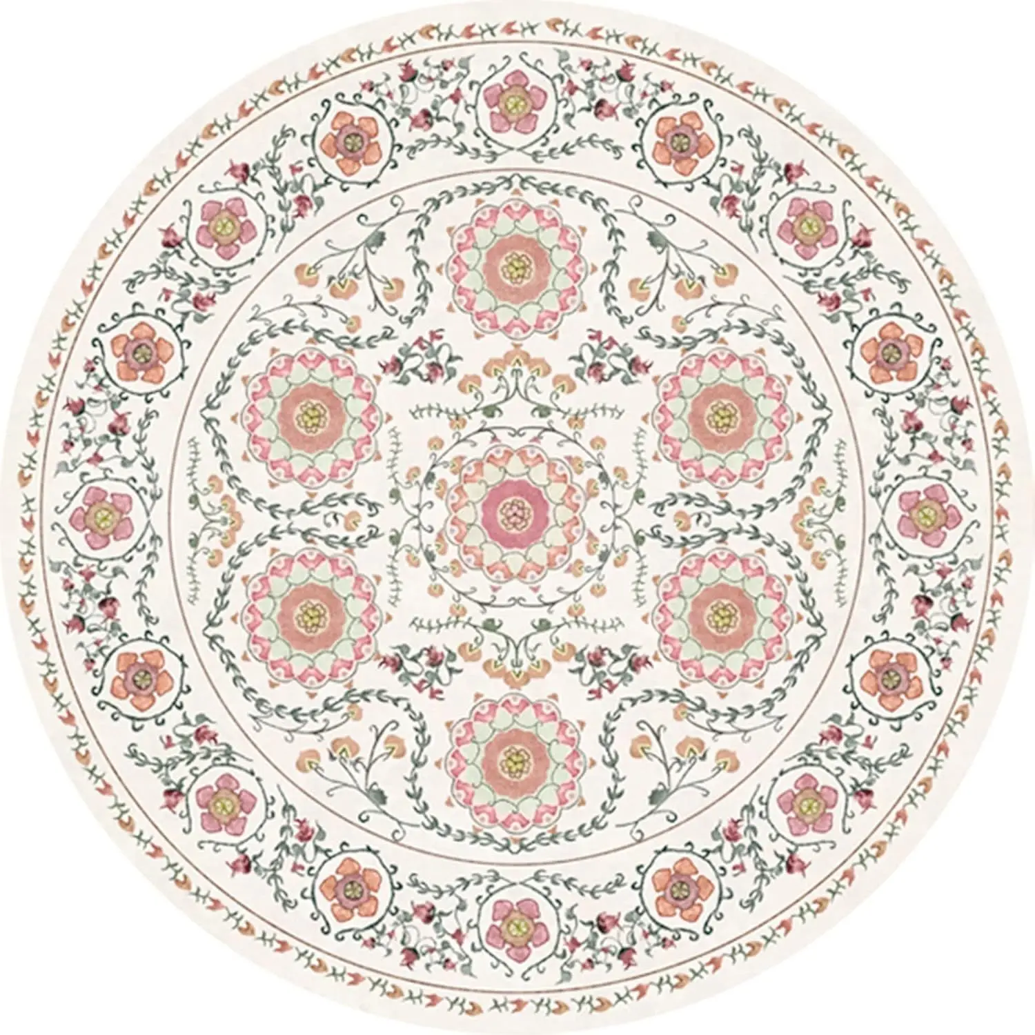 

Retro Persian-Style Round Rug – Washable Aged Look Floor Mat for Living Room, Sofa & Study Chair Area