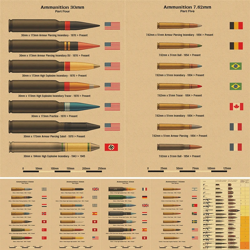 

Vintage Weapons Guns Ammo Wall Pictures All Bullet Painting Wall Art Arms Posters and Prints for Living Room Home Decor
