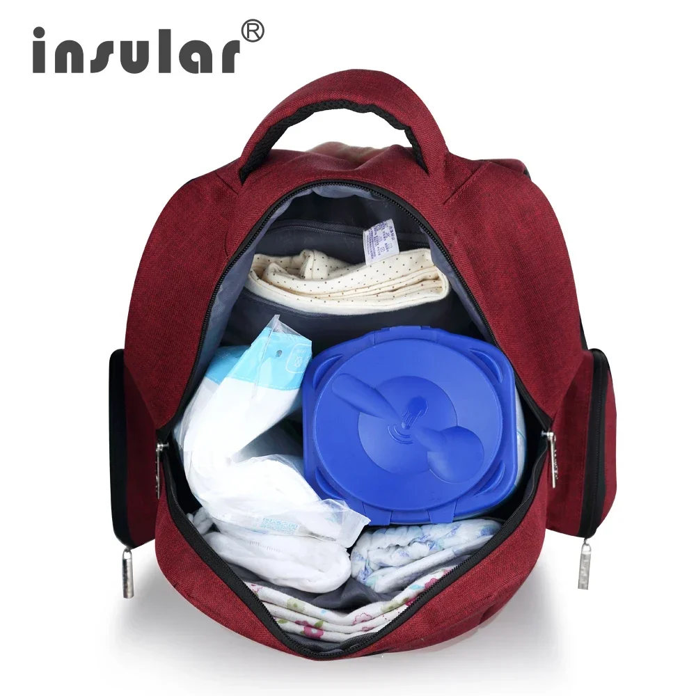 Insular Multifunktionaler Baby-Wickeltaschen-Rucksack mit großer Kapazität, Mama-Tasche, Windeltasche, Rucksack, inklusive Kunststoff-Serviettenbox