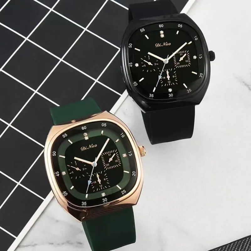 Fashion Women Watch Silicone Tape Strap Square Large Dial Women Quartz Watch Casual Waterproof Student Clock Relojes Para Mujer