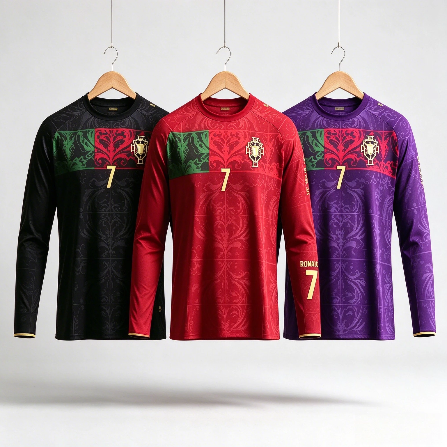 Maillot de football Portugal Ronaldo 2026, T-shirt de football parent-enfant, manches courtes et longues, séchage rapide, unisexe, homme, femme, enfant, haut de supporter