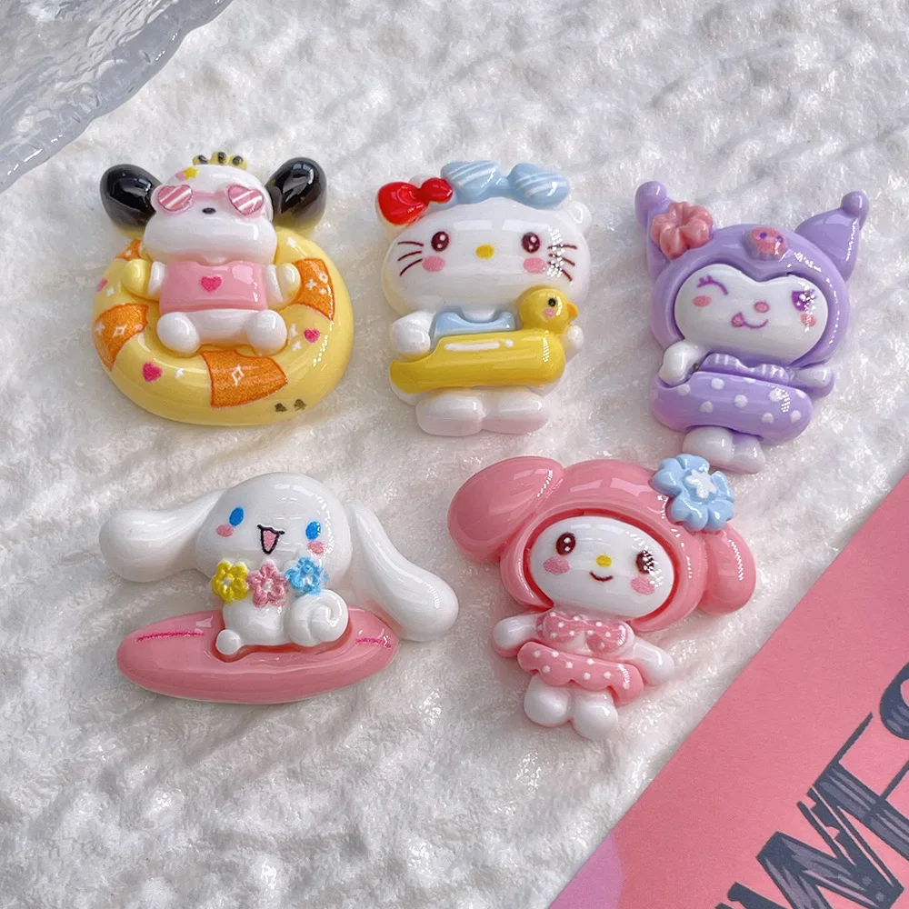 

100pcs Kawaii Flatback Resin Cartoon Sanrio Melody Kuromi Series DIY Scrapbook Refrigerator Headwear Earrings Craft Accessories