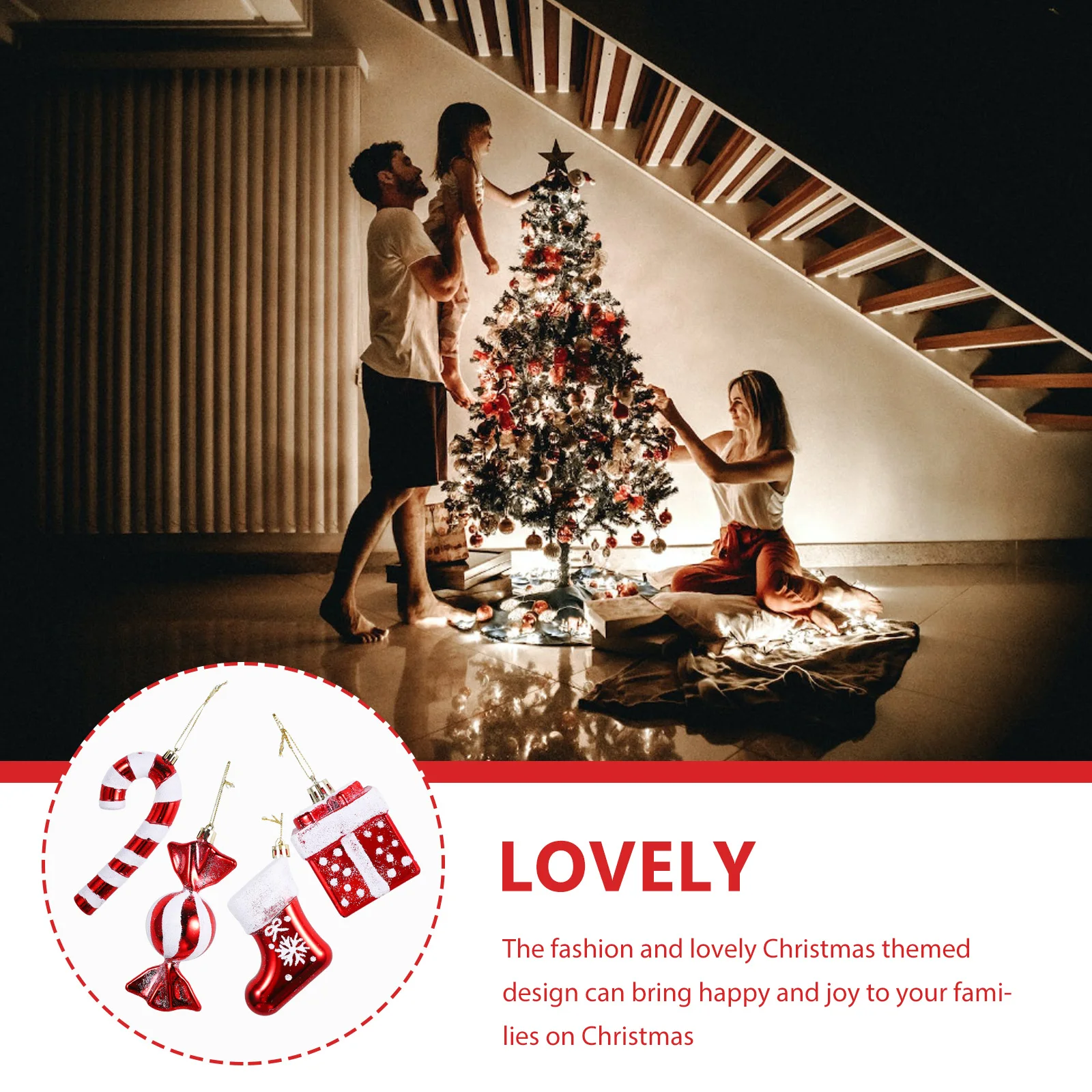 

4Pcs Xmas Hanging Ornaments Christmas Tree Decorations for Holiday Party Theme Decorative Pendant Set Christmas Tree Decorations