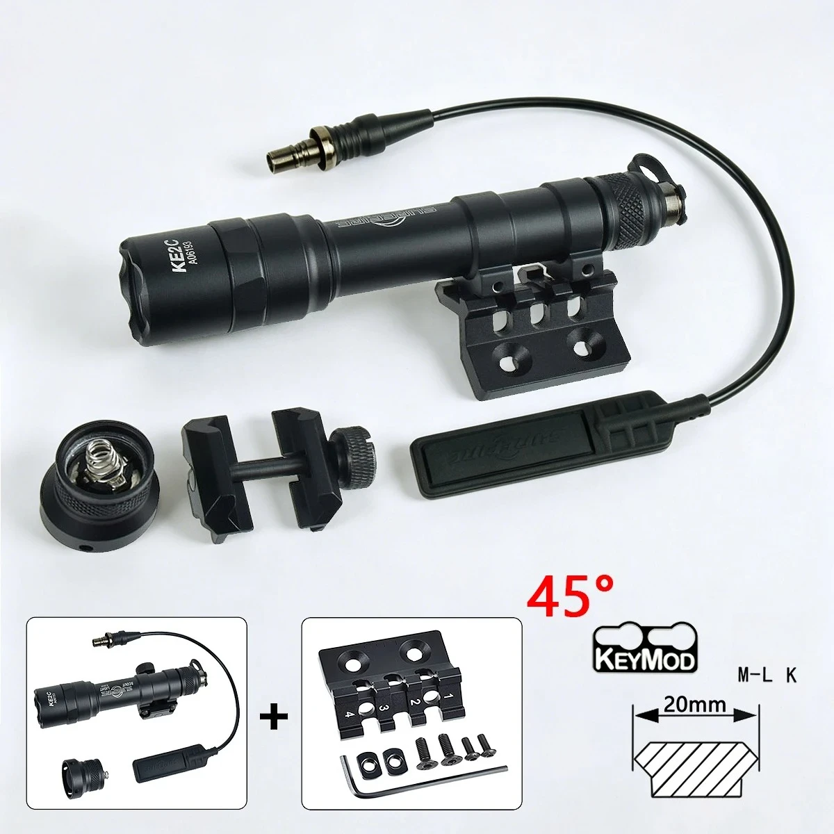 Surefire M600U M600B Leistungsstarke LED-Taschenlampe mit Montagebasis Passend für 20mm Schiene MLK Keymod für AR15 SF M600 Scout LED-Licht Taschenlampe – Detail 20
