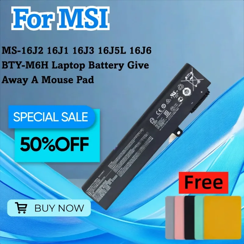 

For MSI MS-16J2 16J1 16J3 16J5L 16J6 BTY-M6H Laptop Battery Give Away A Mouse Pad