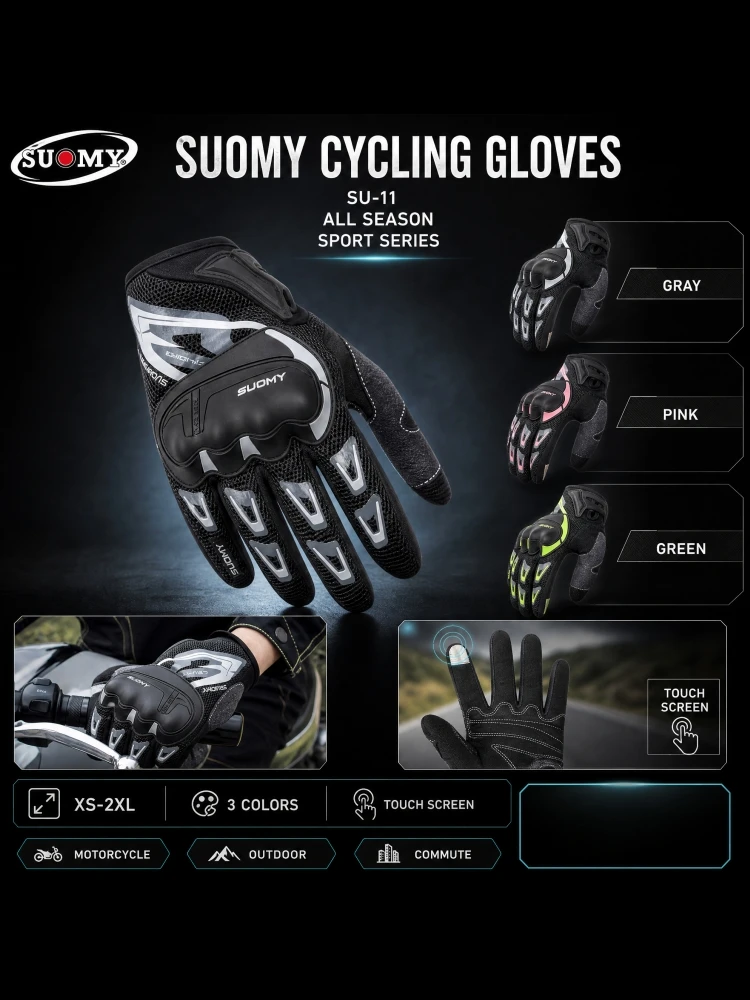 AliExpress SUOMY Suomy Summer Breathable Mesh Full Finger Motorcycle Gloves Touchscreen  Anti-fall for Men Women Motocross Dirt Bike Racing Glove