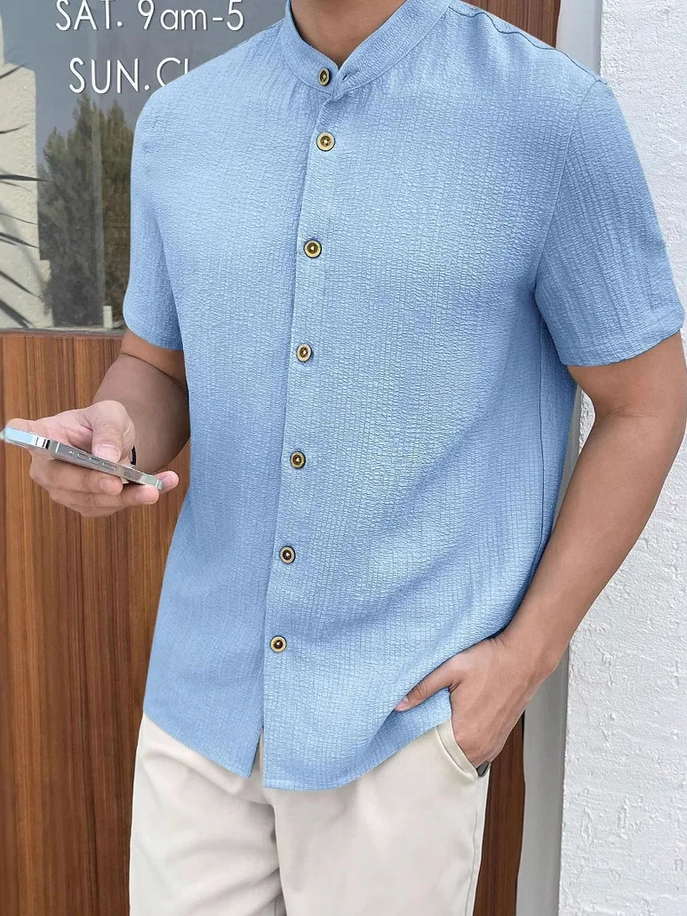 Повседневный цвет ort Sve irt Мужской открытый кардиган Sle Дышащий хлопок Летняя мода Свободный крой ort Длина