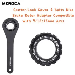 MEROCA Bicycle Center-Lock Cover 6 Bolts Disc Brake Rotor Adapter Compatible with 9/12/15mm Axis Repair Tools Bike Parts