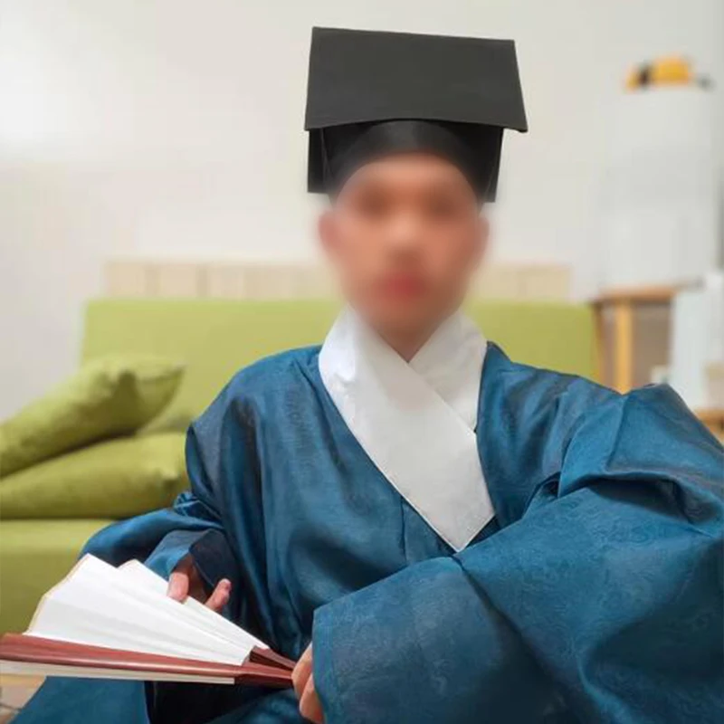 Chapeau Hanfu ancien pour hommes, chapeau noir pour enseignant d'étudiant traditionnel chinois, coiffure pour hommes, serviette confucian Vintage, chapeau de Cosplay 54-62cm