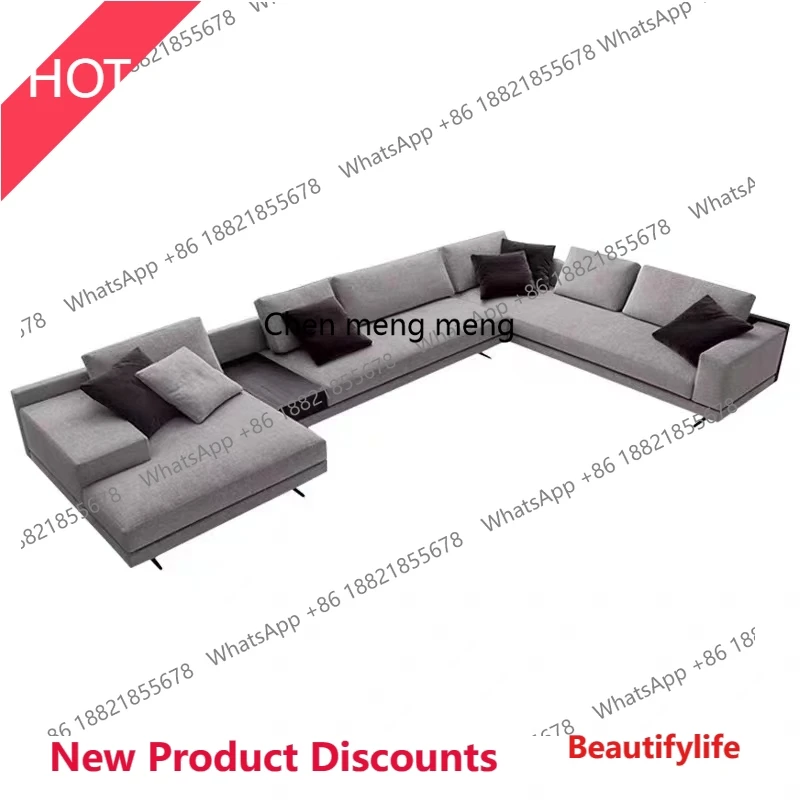 

P32 Минималистичный кожаный диван из хлопчатобумажной и льна, комбинированный угловой светильник для гостиной, роскошный светильник