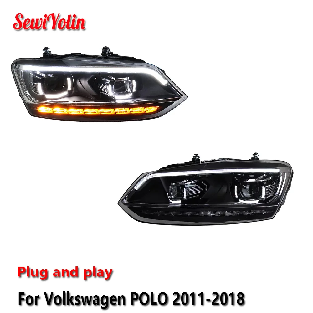 

Car LED Headlight Light Assemblies For Volkswagen POLO 2011-2018 Auto Fog DRL Brake Turn Signal Lamp Plug and Play