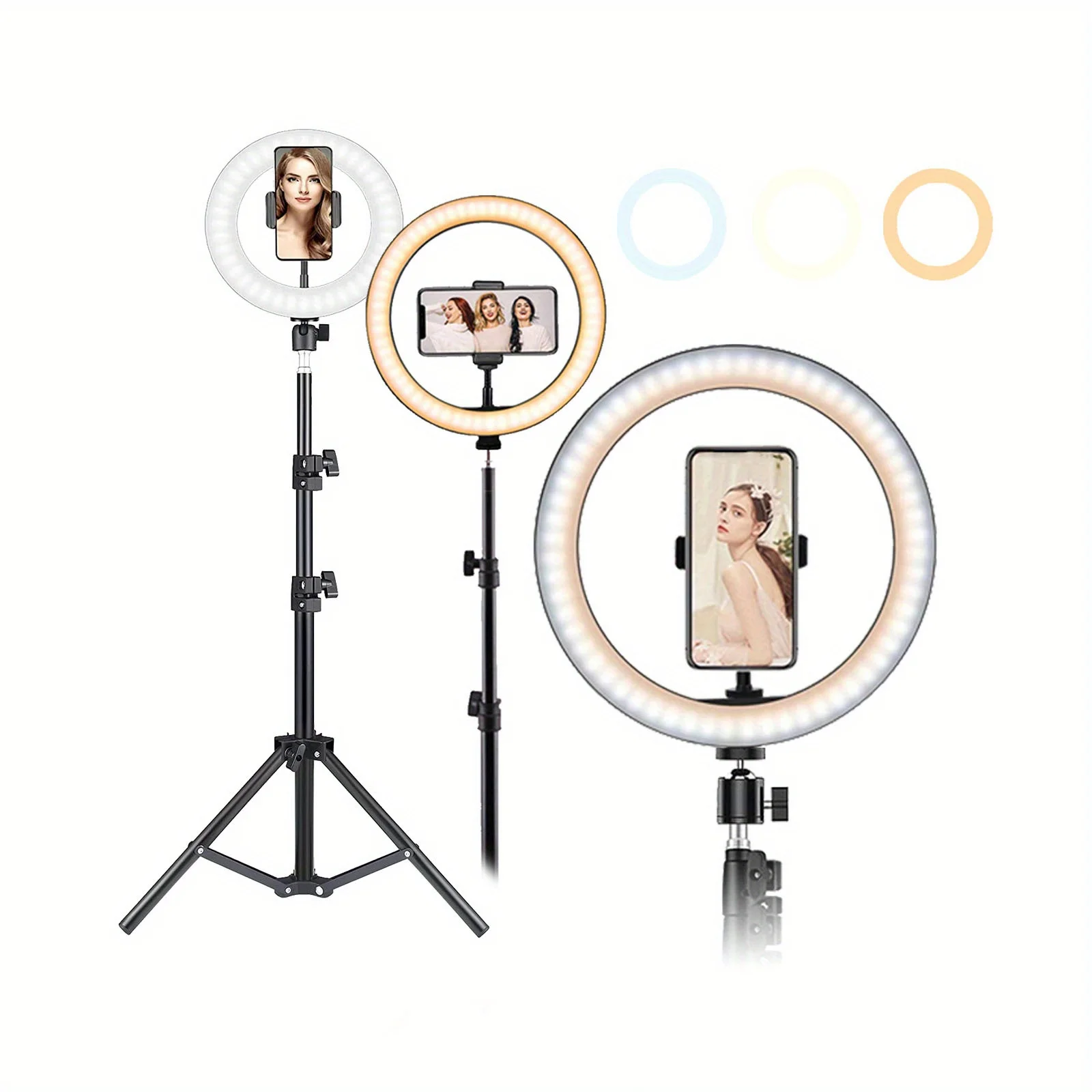 Anneau lumineux LED de 10 pouces avec trépied flexible de 110 cm, anneau lumineux à intensité réglable pour selfie, vlog, enregistrement vidéo, diffusion en direct, Zoom, réunion en ligne