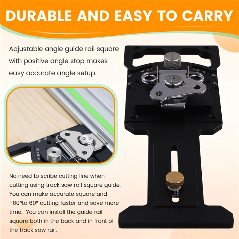 

【B07R】Adjustable 90 Degree Right Angle Rail Guide With Track Saw Square Featuring 60° To 60° Quick Positive Angle Stop