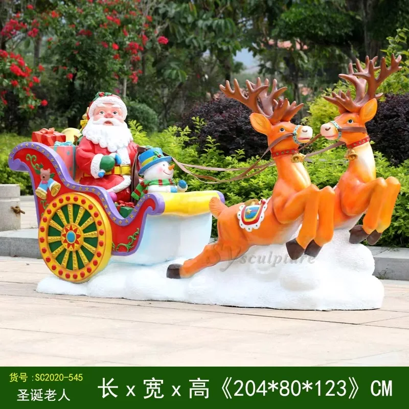 Christmas Day Home Decoration Santa Claus Life Size Anime Statue Window Display Holiday Cartoon Decoration Fiberglass Sculpture