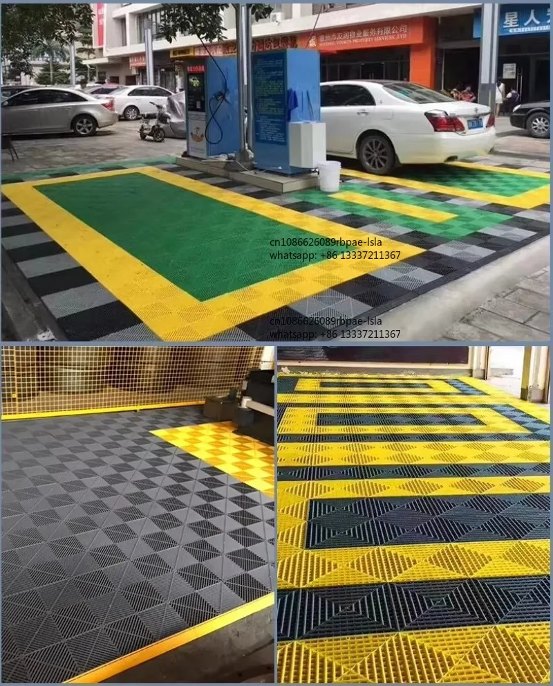 Rigid Modular Colorful Interlocking PP Garage Floor Tiles Plastic Garage Flooring  for Car Detailing Shop Workshop