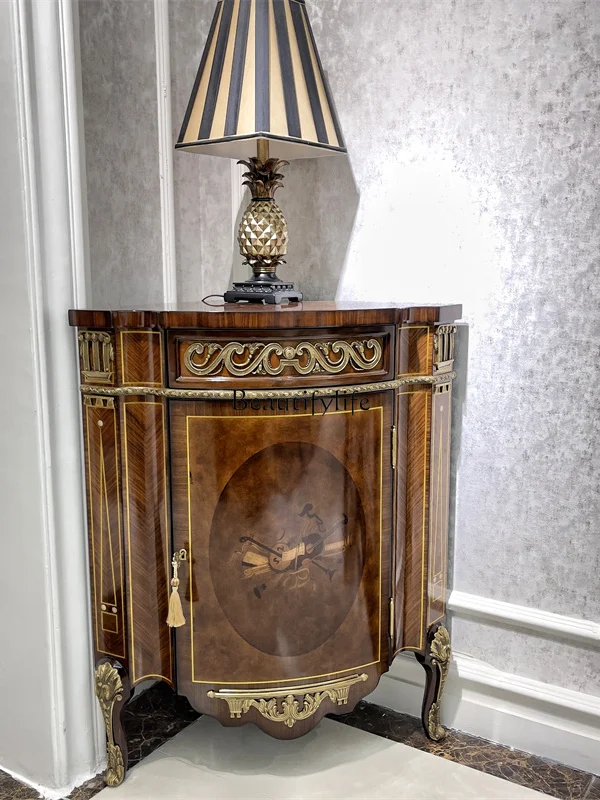 

European living room corner cabinet solid wood mansion right angle triangle decorative dining side cabinet