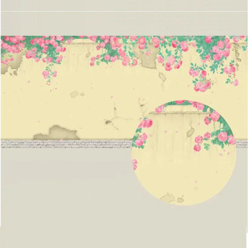 Chinese Calligraphy Paper Roll, Semi-Raw Xuan Paper Long Scroll, Rose Wall Pattern Design, 34cm x 10m for Brush Art