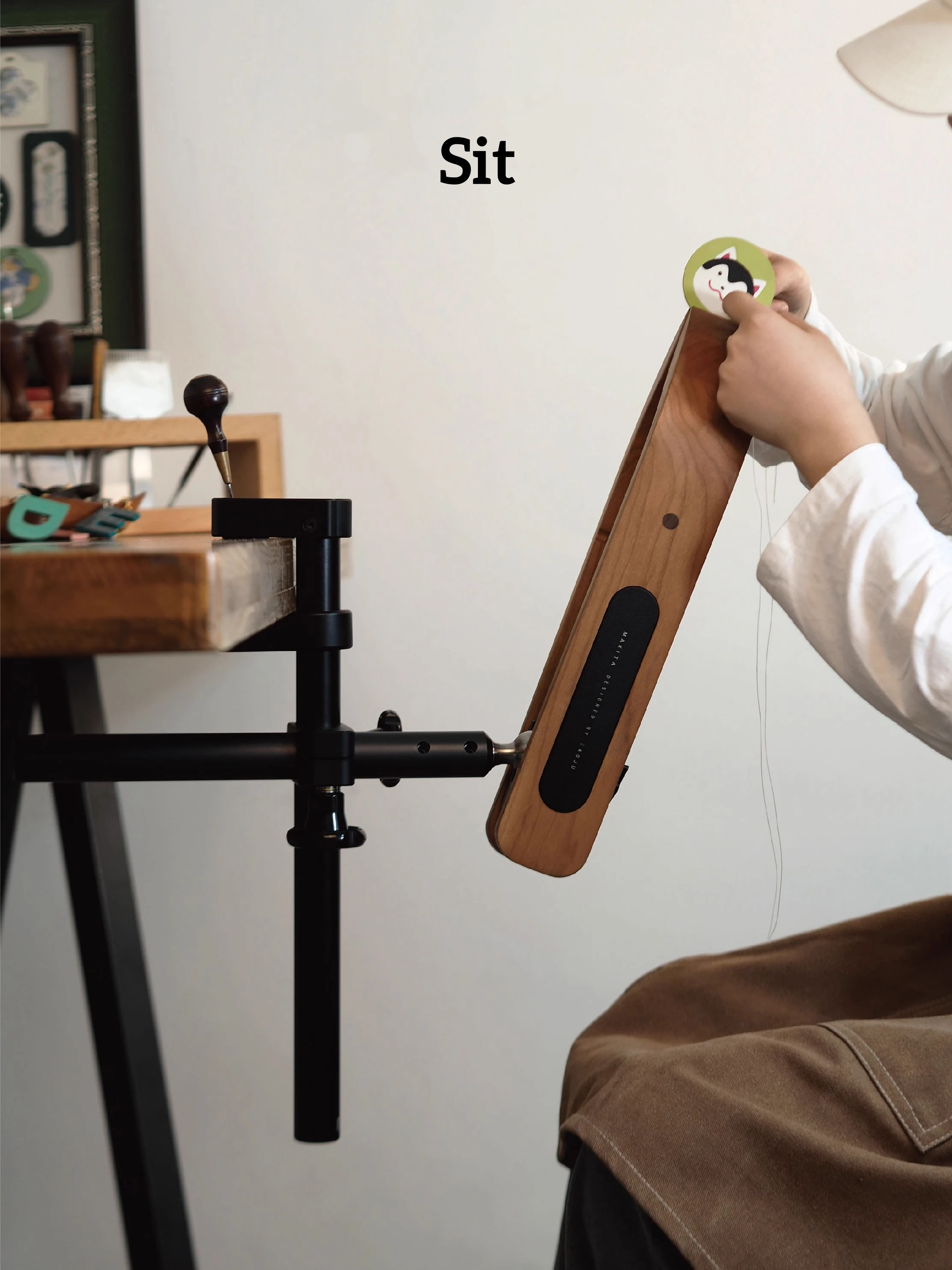 Hand Sewing Black Walnut Clip Leather Craft Fixture Ash Wood Leather DIY Stitching Fixation Tools MAXITA Stitching Pony stock