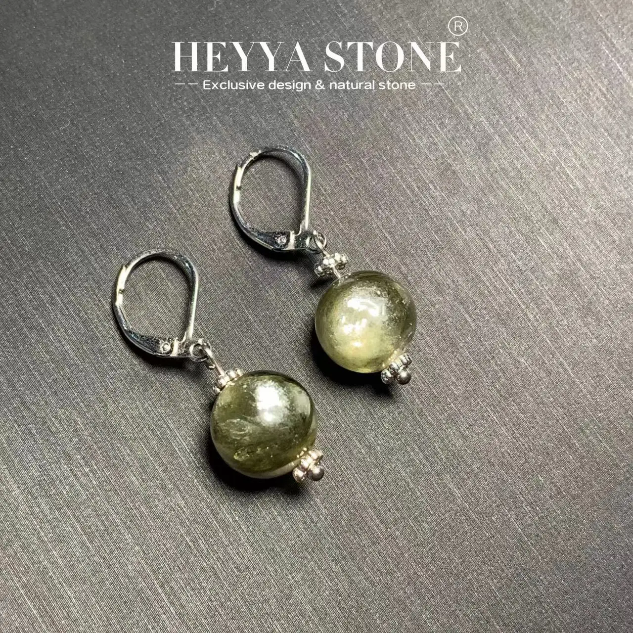 HEYYA STONE 10MM Natural Rare Green Lepidolite Monet Garden Drop Earrings Simple Classic 925 Sterling Silver Gemstone Jewelry