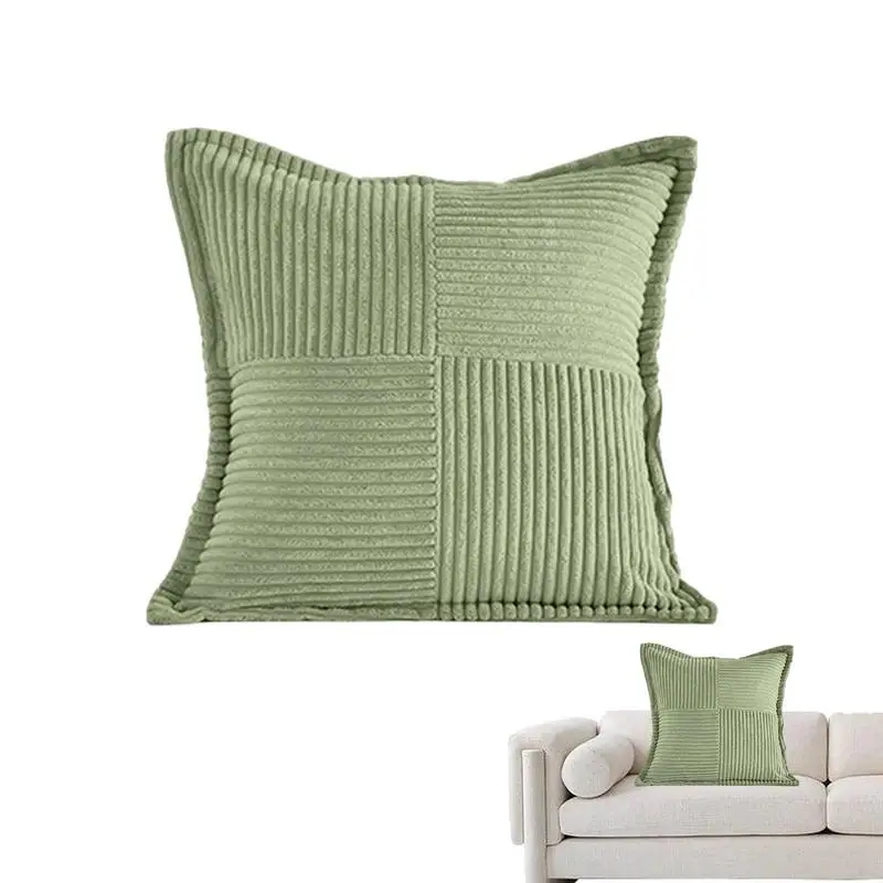 Square Throw Pillow Covers Striped Square Throw Pillow Cases 45X45cm Soft Household Pillowcase Solid Color Decoration For Sofa