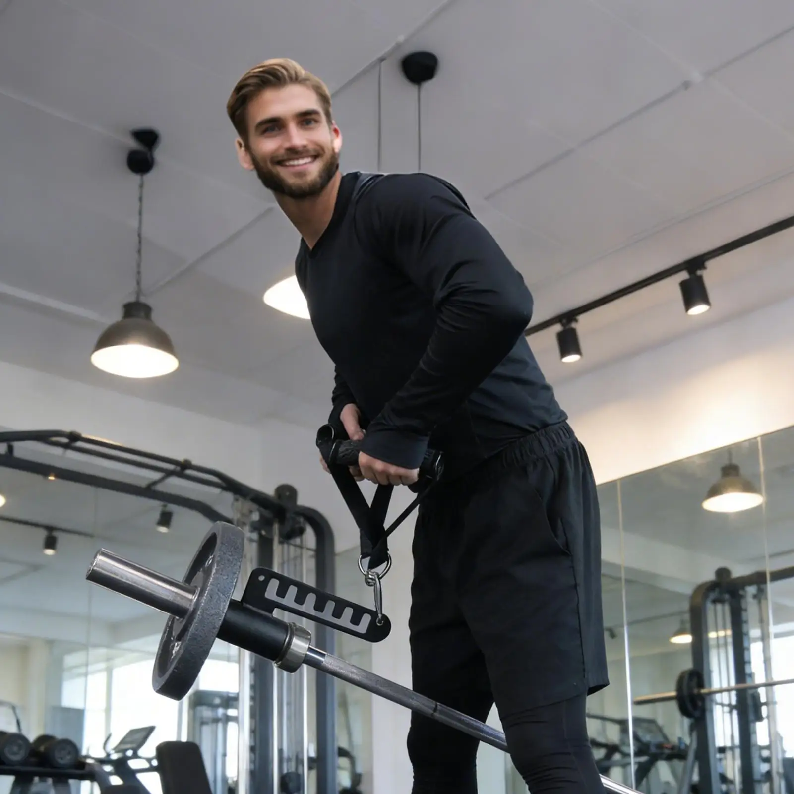 

Насадка для приседаний с тросом, D-образная рукоятка для штанги, оборудование для тренировок на тросовом тренажере, приспособления для приседаний для домашнего спортзала, фитнеса и силовых тренировок