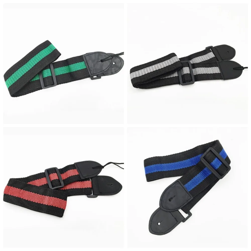 Leather Folk Electric Guitar Strap Adjustable Nylon Bass Ukulele Belt Stripe Durable Personality Guitar Straps Electric Guitar