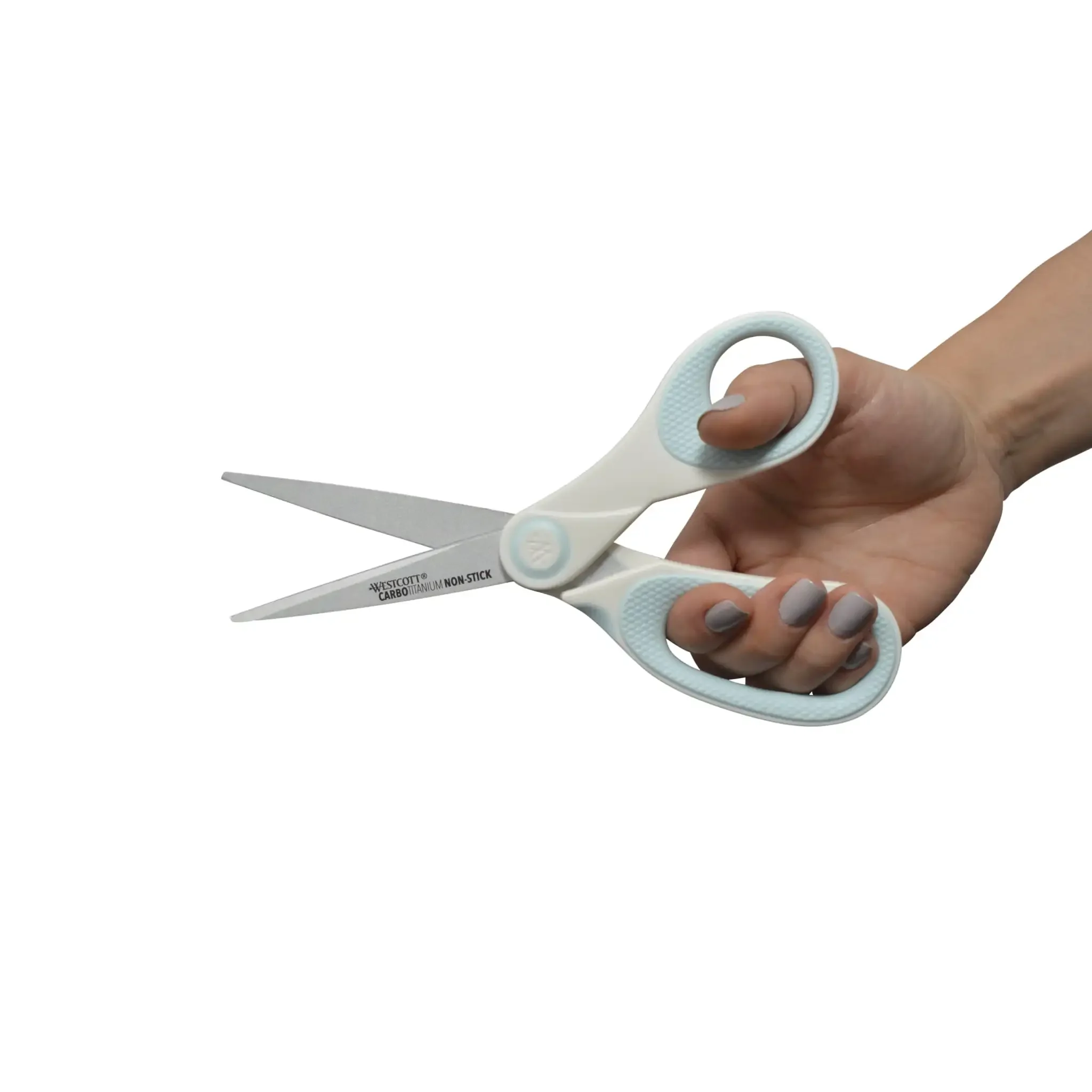 كربو تيتانيوم، مقص غير لاصق، 8 بوصة، للحرف اليدوية، أبيض/أزرق، عدد واحد