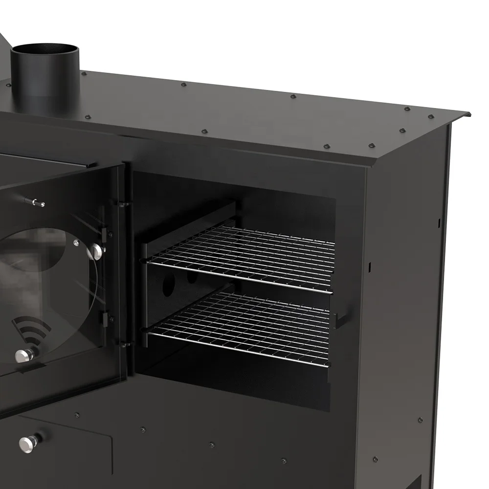 Modern Foldable Wood Pellet Stove with Pizza Oven and Outdoor Heater Eco-friendly Matt Black Cold Rolled Steel