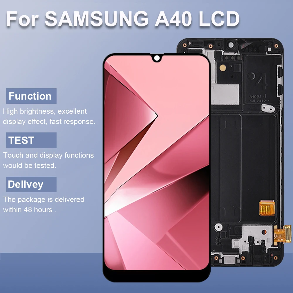 A40 TFT Display Screen for Samsung Galaxy A40 A405 A405F A405FN/DS LCD Display Touch Screen Digitizer with Frame Replacement