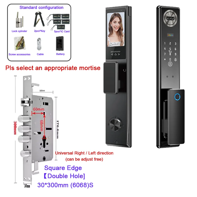 Wifi Tuya APP 3D Gezichtsherkenning Slim deurslot met camera Videogesprek Spraakintercom Digitaal deurslot Automatisch deurslot - afbeelding 1