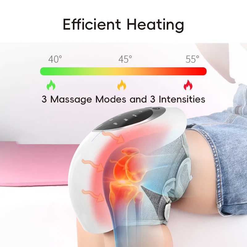 Knee Pain Relief Massager with Heat Rechargeable Knee Brace for Arthritis Joint Pain Knee Heating Pads Leg Massage