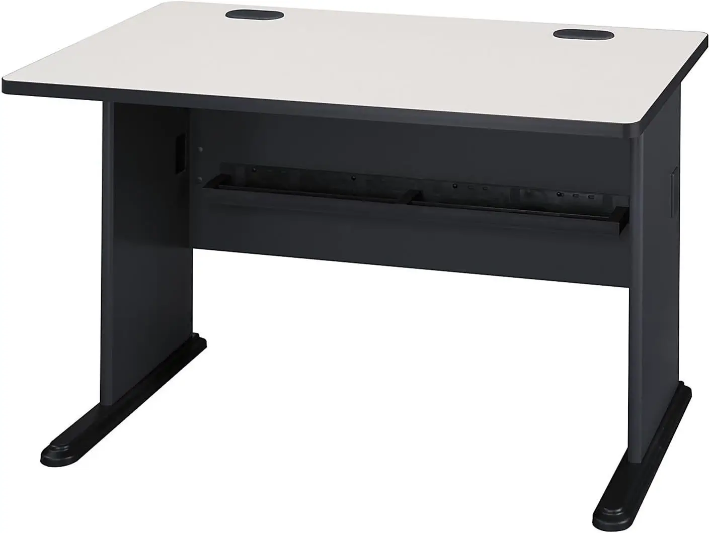 Mesa de oficina pequeña para el hogar o profesional, mueble de negocios serie A, 48W, escritorio de ordenador en espectro blanco y pizarra