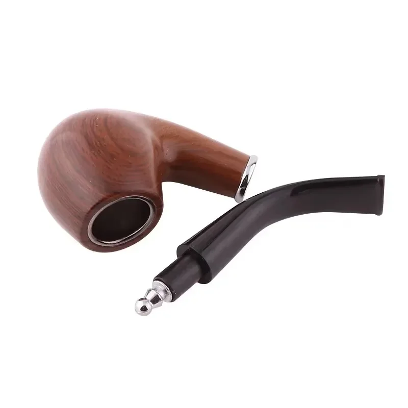 Classic Wood Grain Resin Pipe Chimney Filter Long Smoking Pipes Tobacco Pipe Cigar Gifts Narguile Gift Grinder Smoke Mouthpiece