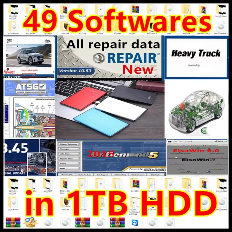 

Hot sale All repair data 10.53v repair software mit-c..hell OD5 vivid workshop atsg Elsa-Win 49 in 1tb hdd usb3.0 auto repair