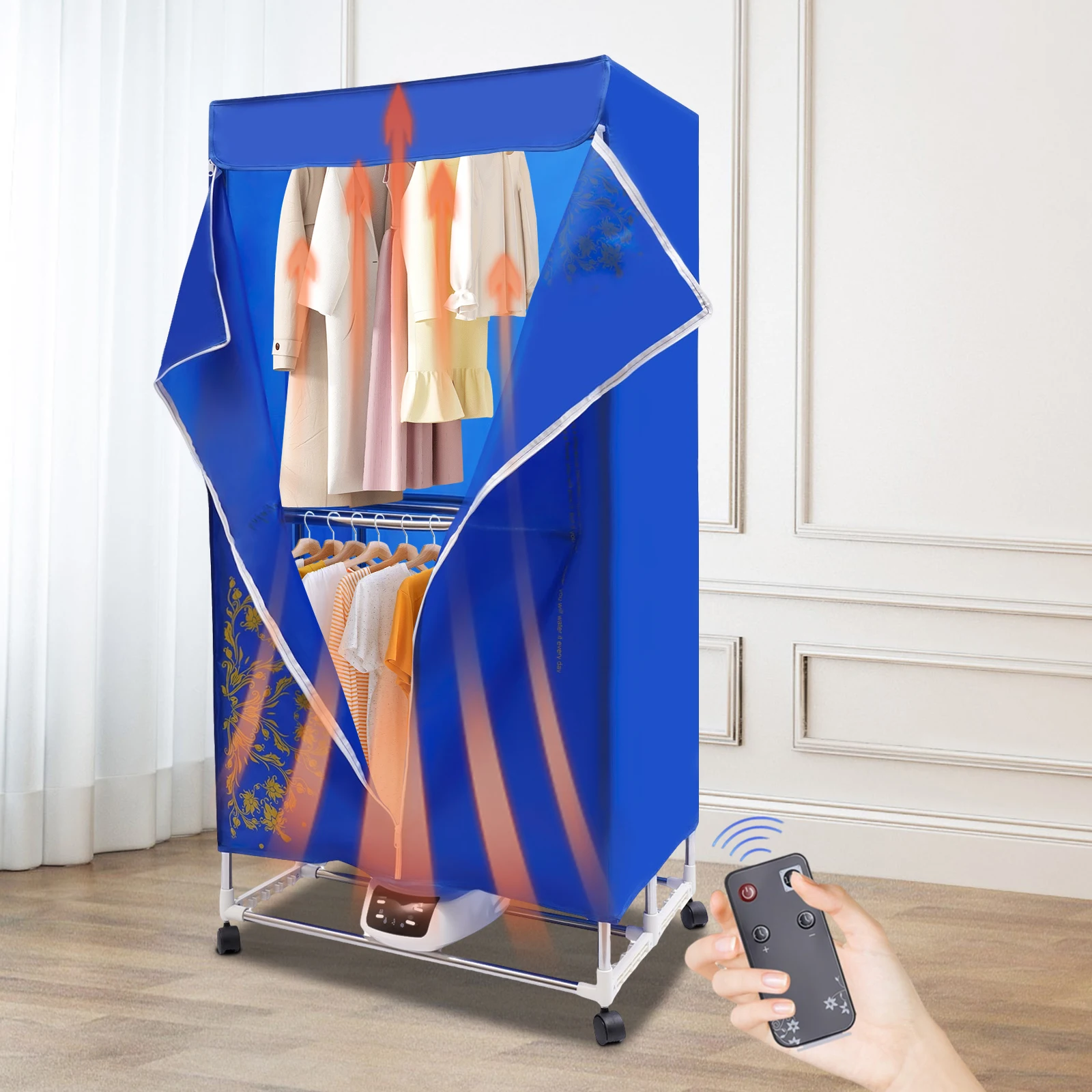 1200-1500W Portable Travel Clothes Dryer Machine PTC 5-layer Heating for Apartments, New Generation Electric Clothes Drying