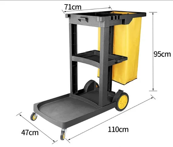 commercial multi purpose plastic  janitor cleaning trolley  cart with wringer and mop for hotel and restaurant