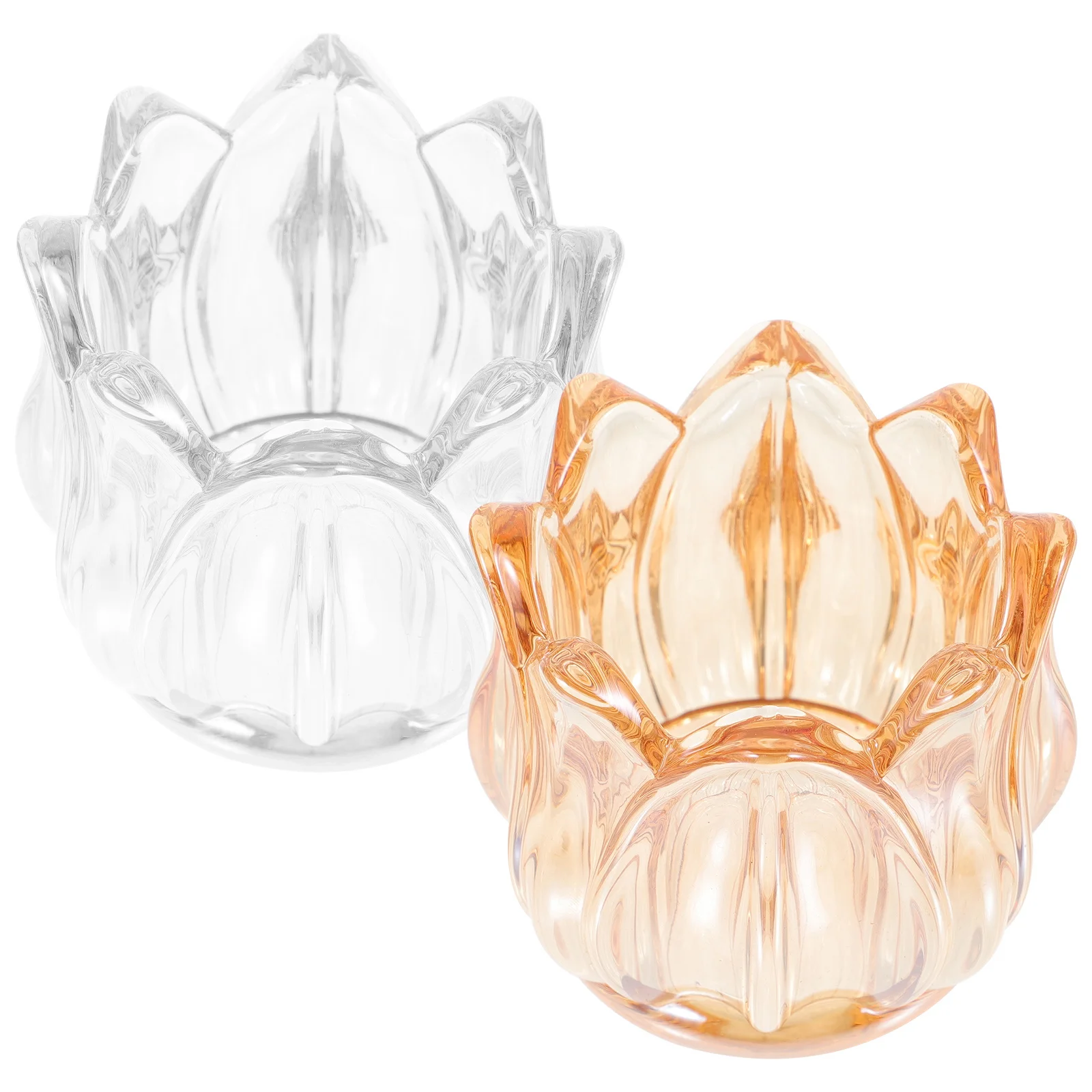 

2Pcs Glass Holder Transparent Tulip Shaped Ideal for Candlelight Dinner Fireplace Table Centerpiece Event Decoration